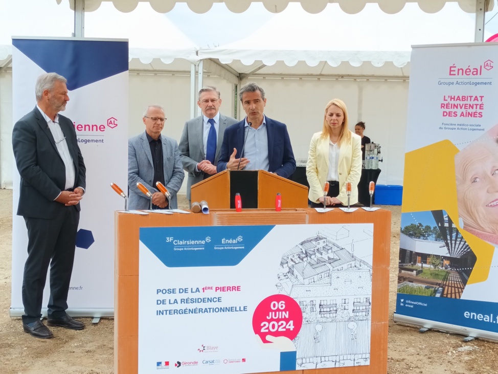 Énéal et Clairsienne posent la première pierre de la résidence intergénérationnelle thématique à Blaye