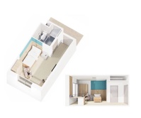 Modélisation 3D d’un logement avec plusieurs agencements possibles. © ARS. Architectes urbanistes Modélisation 3D d’un logement avec plusieurs agencements possibles. © ARS. Architectes urbanistes