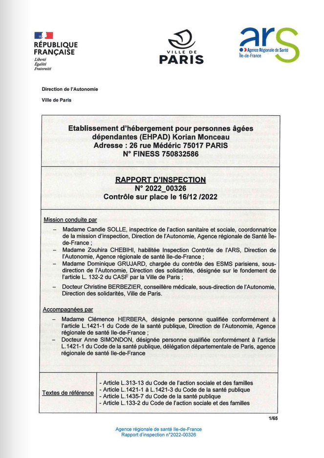 Mise en ligne des rapports du plan de contrôle des EHPAD