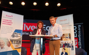 Ghislaine Alajouanine, vice-présidente de Silver Valley et Mario Bastone, Directeur général d’Énéal, pendant le Festival SilverEco.